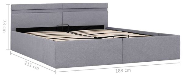 VidaXL világosszürke szövet LED-es ágy hidraulikus tárolóval 180x200cm