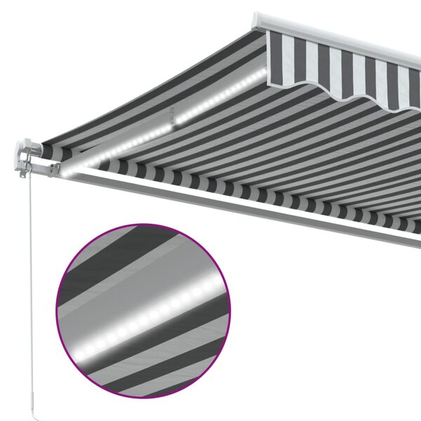 Antracitszürke-fehér LED-es kézi napellenző 300 x 250 cm