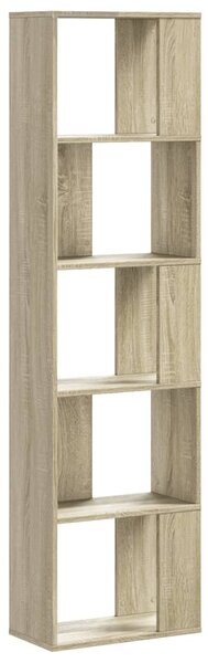 5 szintes sonoma tölgy szerelt fa könyvespolc 45x23,5x162,5 cm