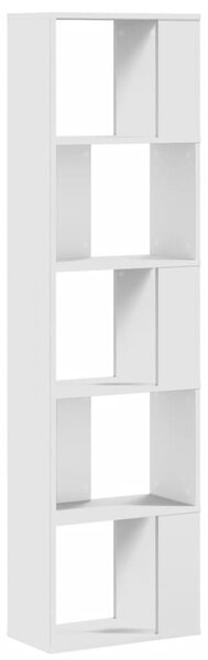 5 szintes fehér szerelt fa könyvespolc 45 x 23,5 x 162,5 cm
