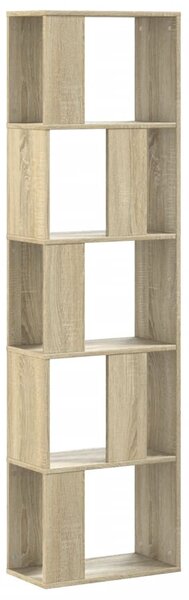 5 szintes sonoma tölgy szerelt fa könyvespolc 45x23,5x162,5 cm
