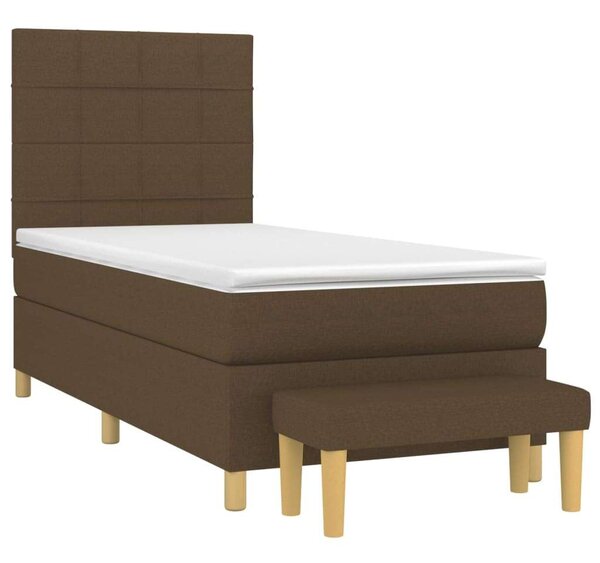 VidaXL sötétbarna szövet rugós ágy matraccal 100 x 200 cm