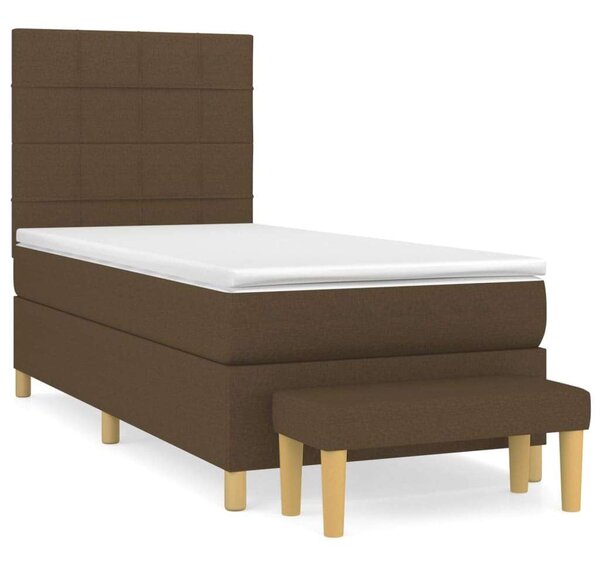 VidaXL sötétbarna szövet rugós ágy matraccal 100 x 200 cm