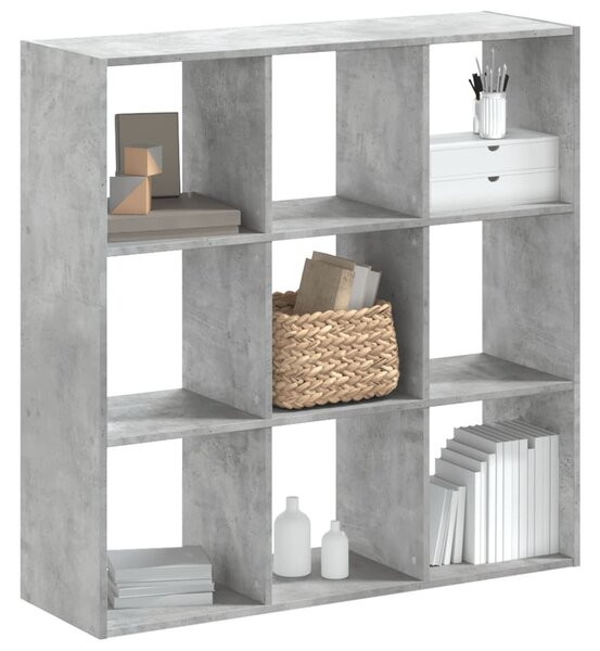 Betonszürke szerelt fa könyvespolc 102 x 32 x 102 cm