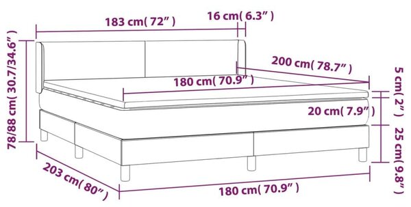 VidaXL cappuccino színű műbőr rugós ágy matraccal 180 x 200 cm