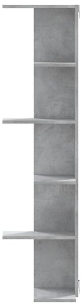 Betonszürke szerelt fa fali sarokpolc 36,5 x 36,5 x 140 cm