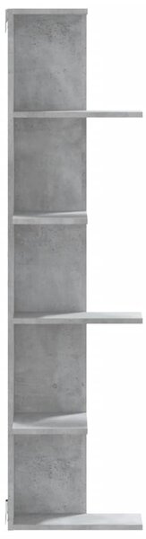 Betonszürke szerelt fa fali sarokpolc 36,5 x 36,5 x 140 cm