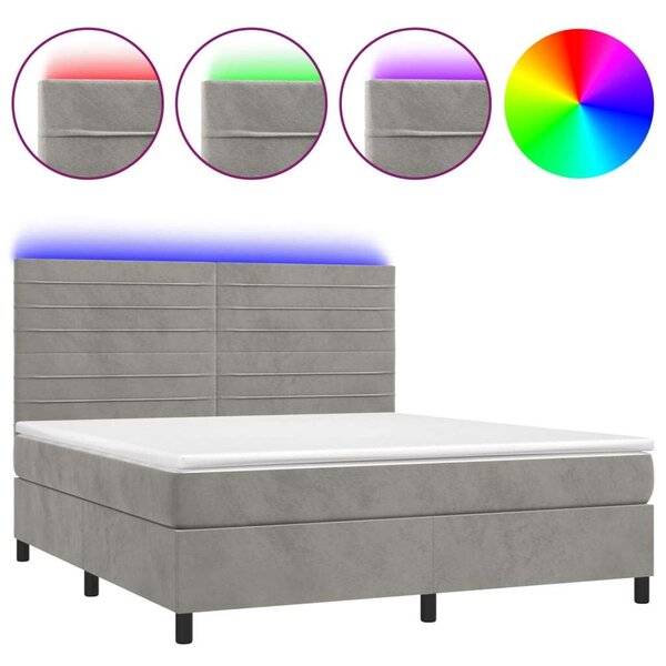 VidaXL LED-es Bársony Ágy - 160x200 cm