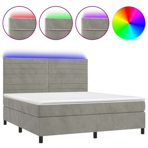 VidaXL LED-es Bársony Ágy - 160x200 cm