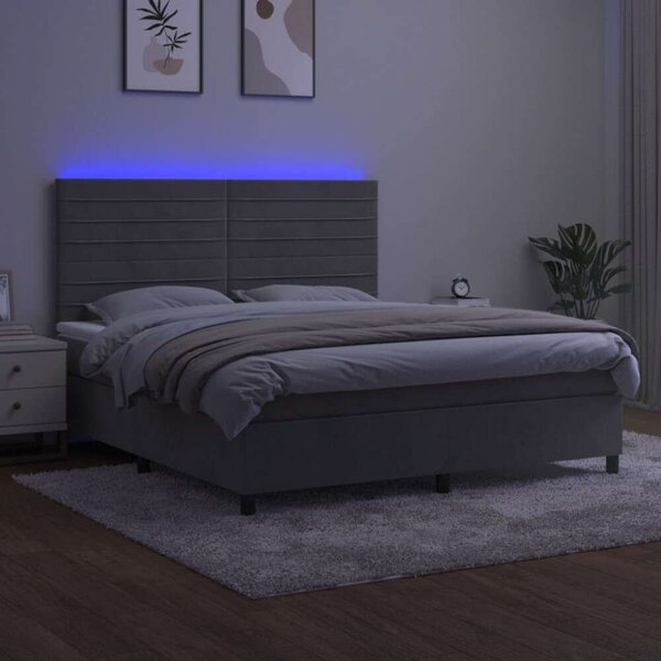 VidaXL LED-es Bársony Ágy - 160x200 cm