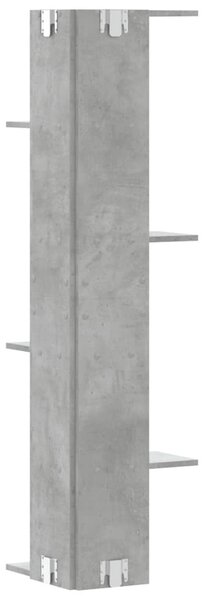 Betonszürke szerelt fa fali sarokpolc 36,5 x 36,5 x 140 cm