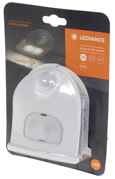 Ledvance ajtóvilágító LED lámpa fény és mozgásérzékelővel, hidegfehér, ezüst (elemmel)