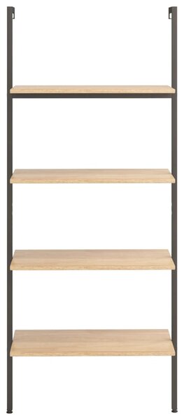 4 szintes világosbarna és fekete létrapolc 64 x 35 x 152,5 cm