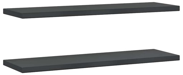 2 db fekete rozsdamentes acél fali polc 100 x 30 cm