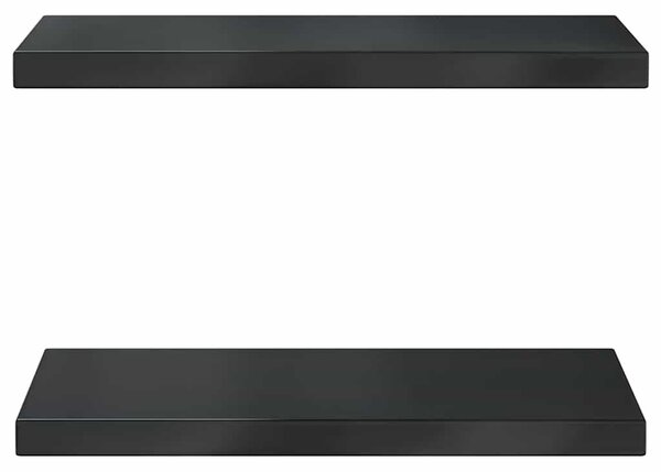 2 db fekete rozsdamentes acél fali polc 50 x 23,5 cm