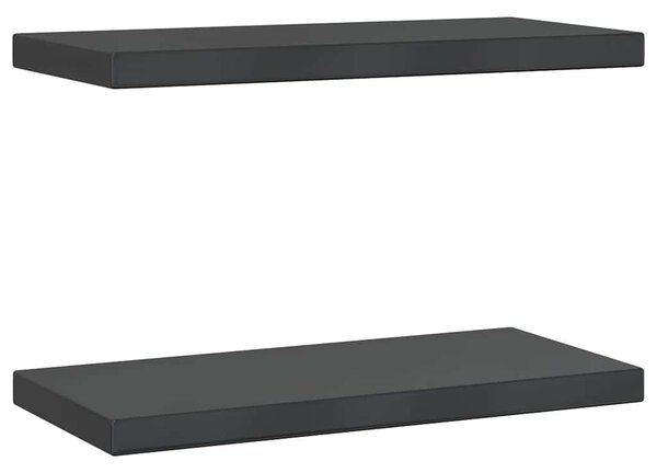 2 db fekete rozsdamentes acél fali polc 50 x 23,5 cm