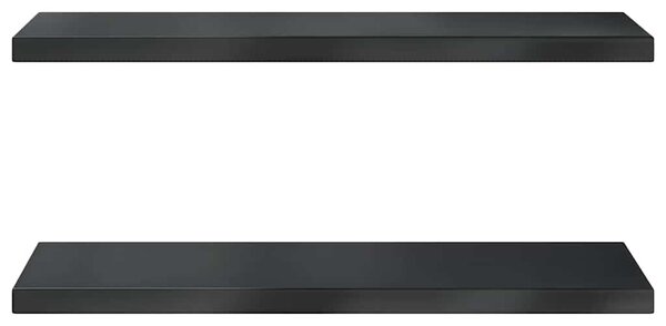 2 db fekete rozsdamentes acél fali polc 100 x 30 cm