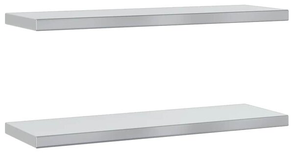 2 db ezüstszínű rozsdamentes acél fali polc 75 x 23,5 cm