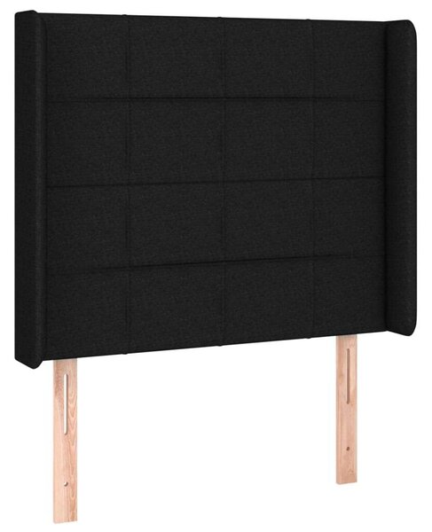 Elegáns Fekete Szárnyas Ágyfejtámla - Szövet - 103x16x118/128cm