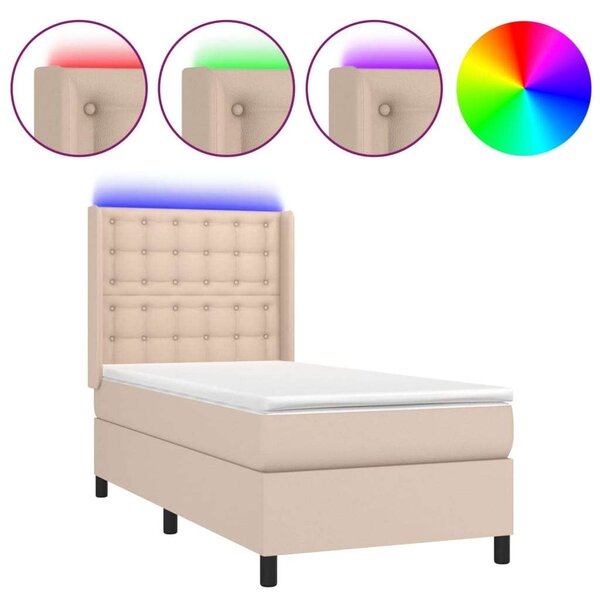 VidaXL LED-es Ágy - Műbőr - 100x200 cm