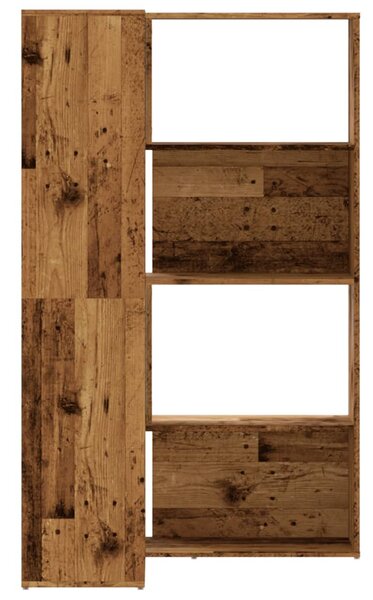 4 szintes antik fa szerelt fa sarokkönyvespolc 85 x 85 x 140 cm
