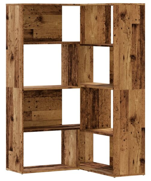 4 szintes antik fa szerelt fa sarokkönyvespolc 85 x 85 x 140 cm