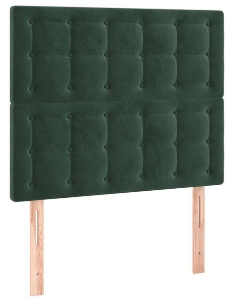 VidaXL Bársony Ágy - Zsebrugós Matrac - Sötétzöld - 100x200 cm