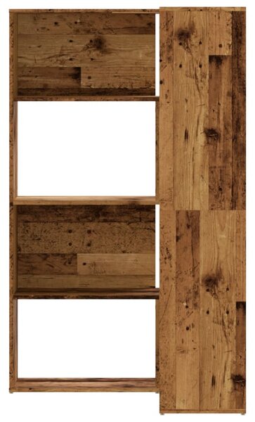 4 szintes antik fa szerelt fa sarokkönyvespolc 85 x 85 x 140 cm