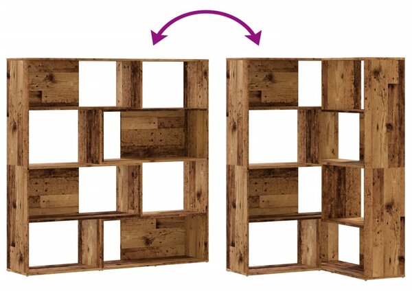 4 szintes antik fa szerelt fa sarokkönyvespolc 85 x 85 x 140 cm