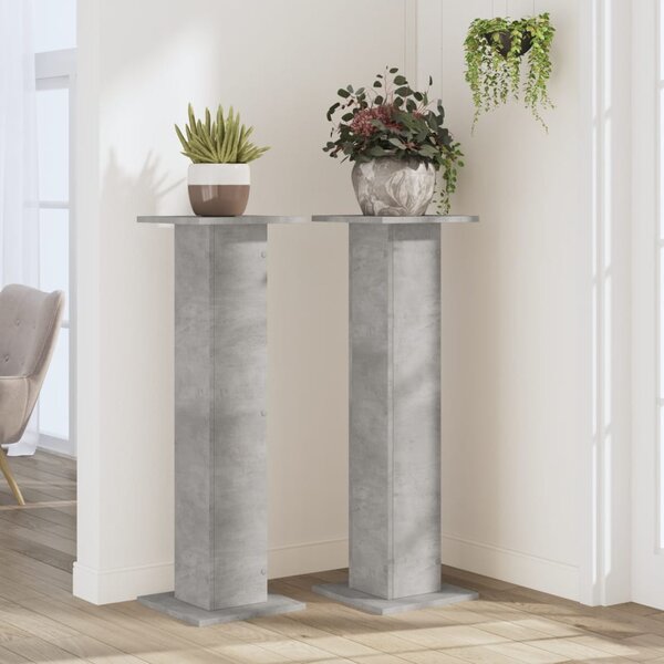 2 db betonszürke szerelt fa növénytartó állvány 30 x 30 x 95 cm