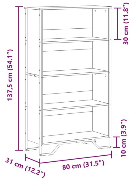 Sonoma tölgy szerelt fa könyvespolc 80 x 31 x 137,5 cm