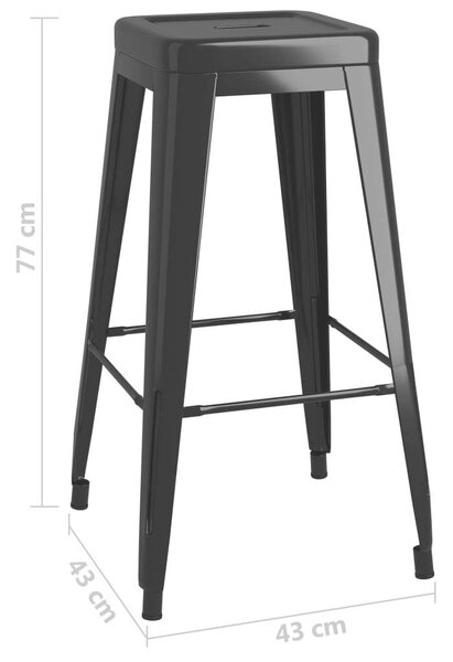 Fém Bárszék - 2 db - Fekete - 77cm