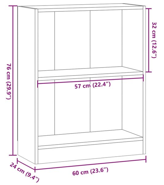 Kézműves tölgy szerelt fa könyvespolc 60 x 24 x 76 cm