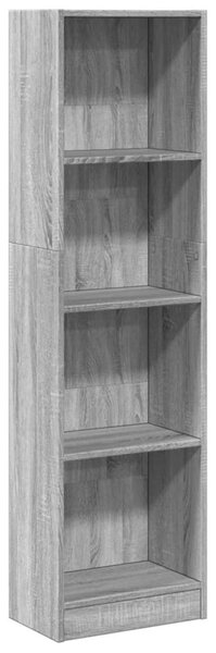 Szürke sonoma színű szerelt fa könyvespolc 40 x 24 x 143 cm