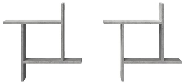 2 db betonszürke szerelt fa fali polc 50 x 12 x 50 cm