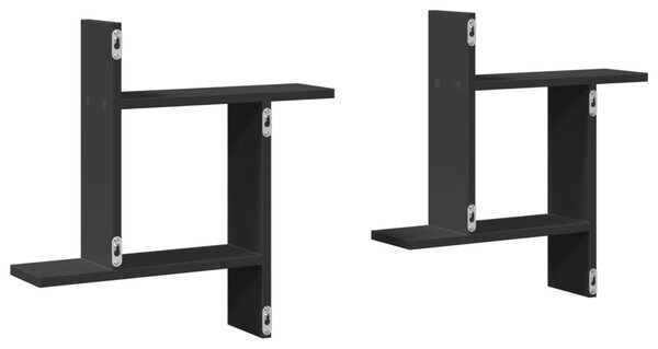 2 db fekete szerelt fa fali polc 50 x 12 x 50 cm
