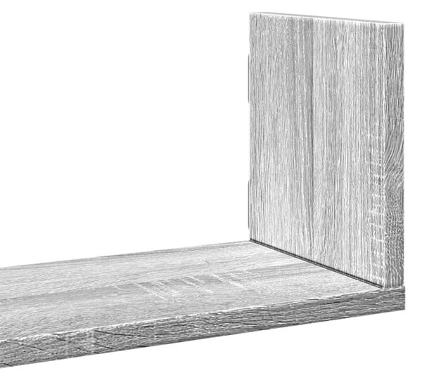 3 db szürke sonoma színű szerelt fa fali polc 80 x 18 x 18 cm