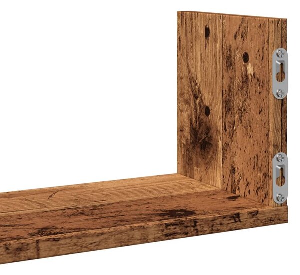 3 db antik fa színű szerelt fa fali polc 58 x 18 x 18 cm