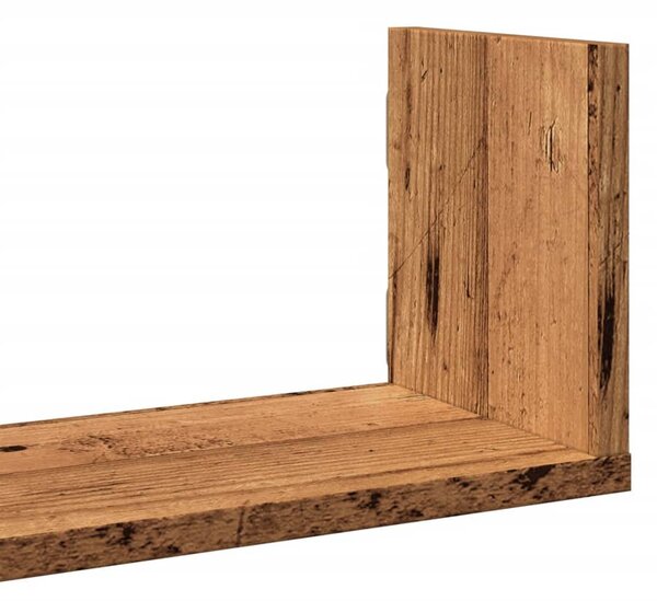 3 db antik fa színű szerelt fa fali polc 58 x 18 x 18 cm