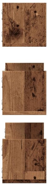 3 db antik fa színű szerelt fa fali polc 58 x 18 x 18 cm