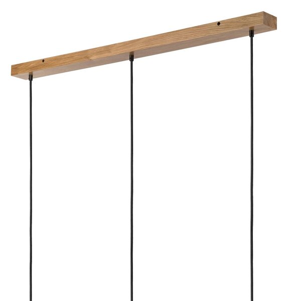 Lamkur Harmony függőlámpa, hossza 110 cm, opálüveg, tölgyfa, 3-lámpás., dimmelhető, Fehér / opál, Nappali / Étkező, Üveg, Skandináv