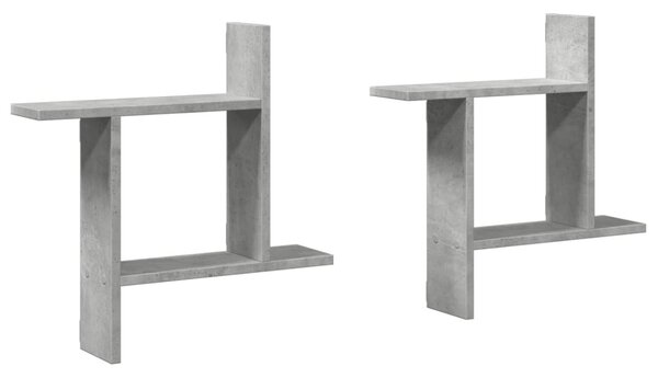 2 db betonszürke szerelt fa fali polc 50 x 12 x 50 cm