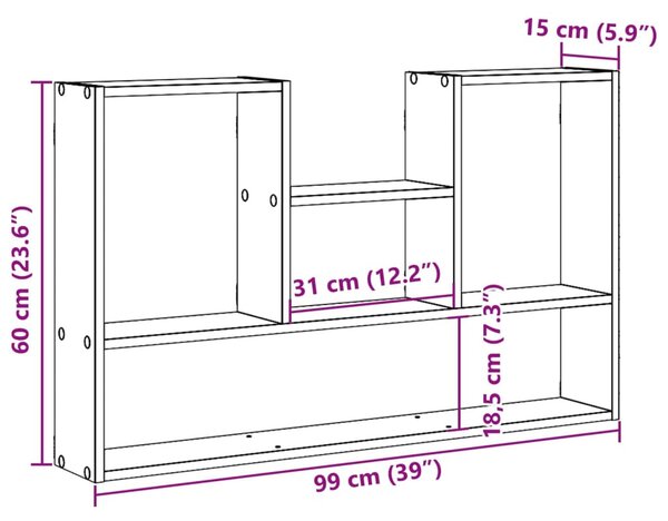 Fekete szerelt fa fali polc 99 x 15 x 60 cm