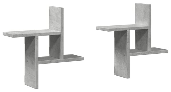 2 db betonszürke szerelt fa fali polc 38 x 12 x 38 cm