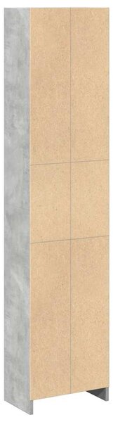 Betonszürke szerelt fa könyvespolc 40 x 24 x 176 cm