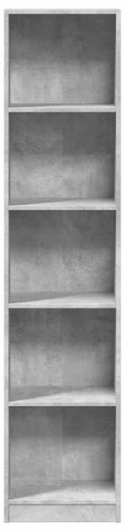 Betonszürke szerelt fa könyvespolc 40 x 24 x 176 cm