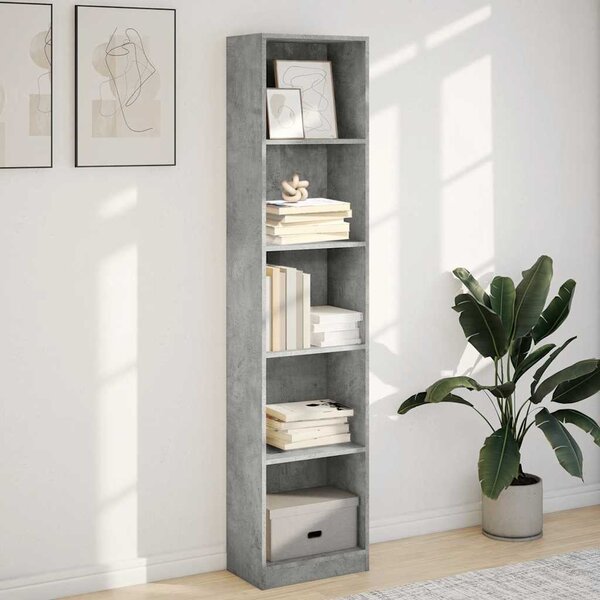 Betonszürke szerelt fa könyvespolc 40 x 24 x 176 cm