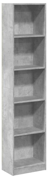 Betonszürke szerelt fa könyvespolc 40 x 24 x 176 cm