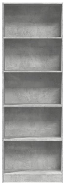 Betonszürke szerelt fa könyvespolc 60 x 24 x 176 cm