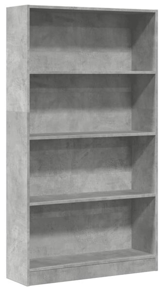 Betonszürke szerelt fa könyvespolc 80 x 24 x 143 cm